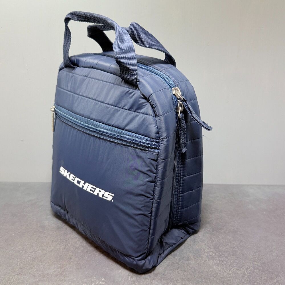 Skechers Insulated Lunch Bag Navy Quilted Aviana Tote | Front Zip